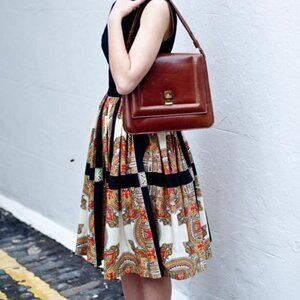 Vintage dress Sartorialist print black skirt small XS